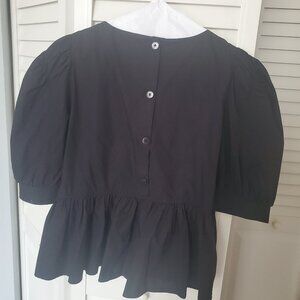 Zara Black Cotton Peplum Top